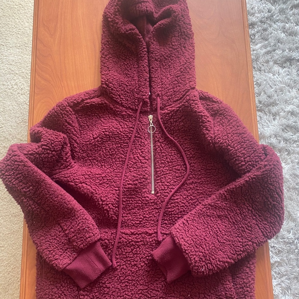 Red Fuzzy Zip-Up